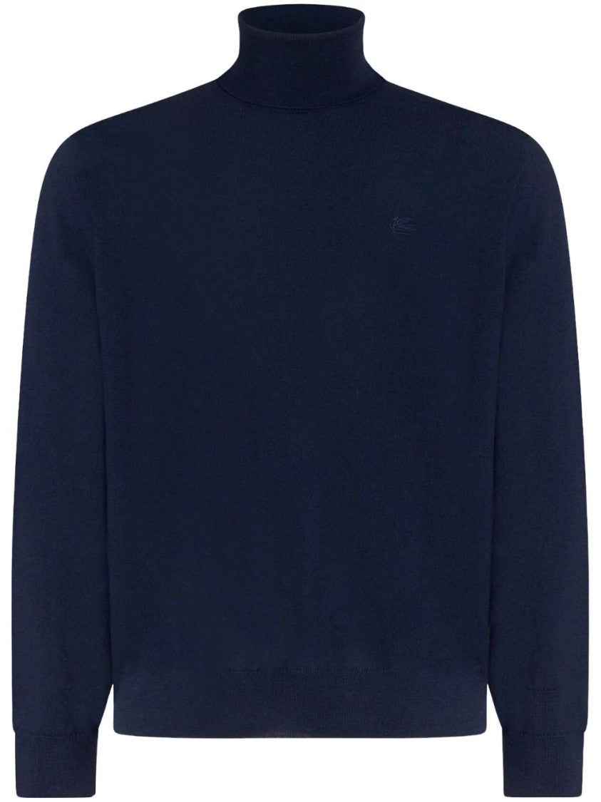 Etro T-Neck Knit Top With High Collar