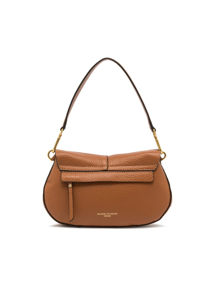 Gianni Chiarini Structured Brown Maxi-Grain Leather Helena Round Handbag