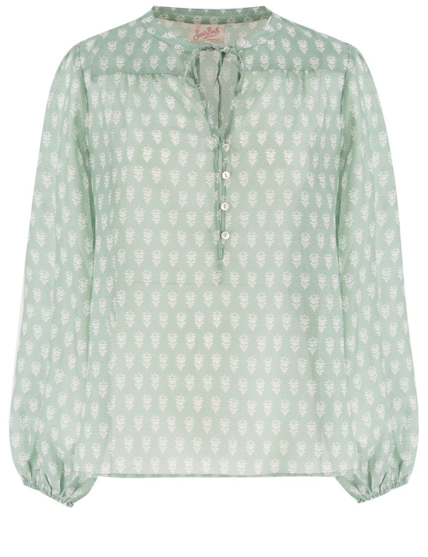 Mc2 Saint Barth Floral Pattern Oversize Shirt With Elasticated Cuffs