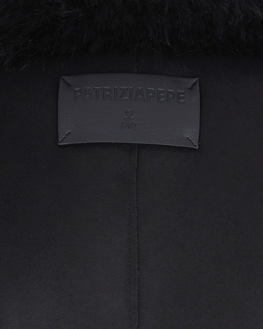 Patrizia Pepe Reversible Short Fluffy Jacket In Deep Green