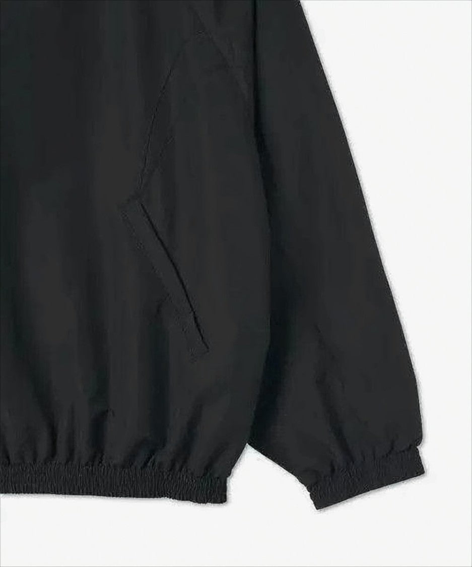 Balenciaga Black Relaxed Fit Polyamide Jacket With High Collar And Embroidered Logo