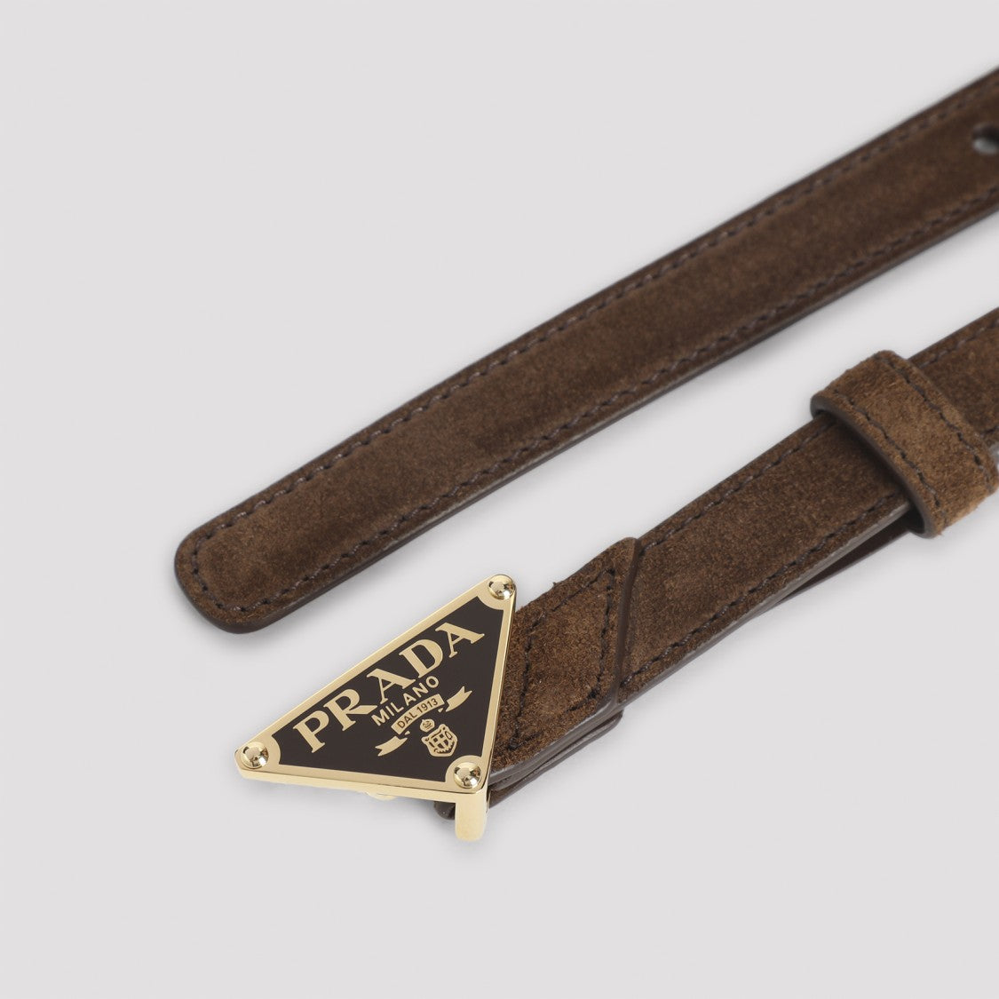Prada Slim Brown Calf Leather Belt