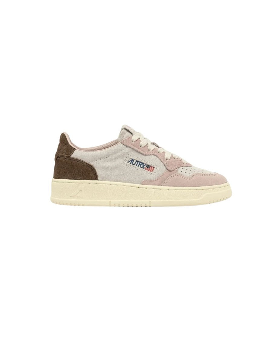 Autry Suede Low-Top Sneakers With Tricolor Design And Cushioned Collar
