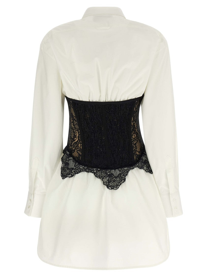 Giuseppe Di Morabito Shirt-Style Corset Dress With Lace Bustier Overlay