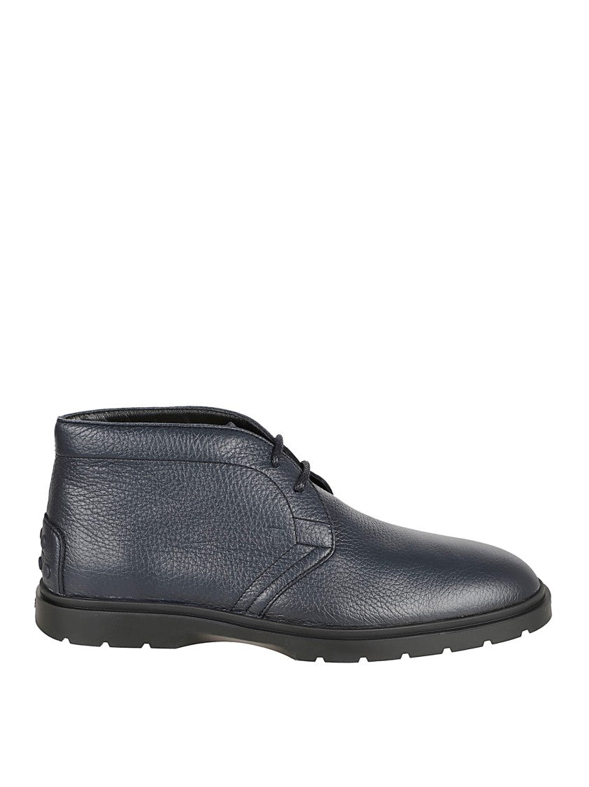 Tod's Embroidered Deerskin Ankle Boots With Pebble Detail