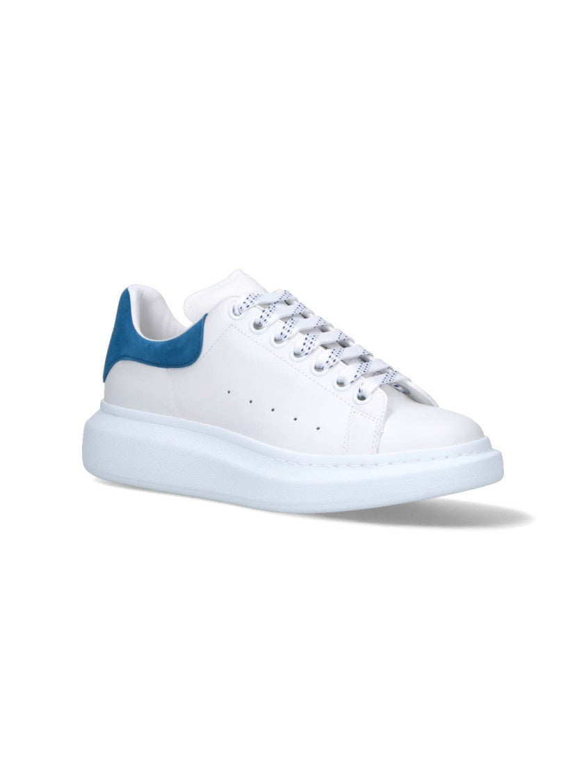 Alexander Mcqueen Rounded Toe White Calf Leather Platform Sneakers