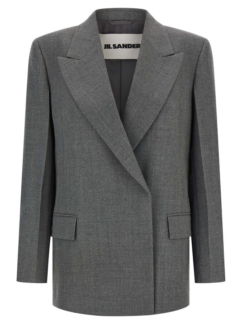 Jil Sander Double-Breasted Textured Wool Blazer With Flap Pockets