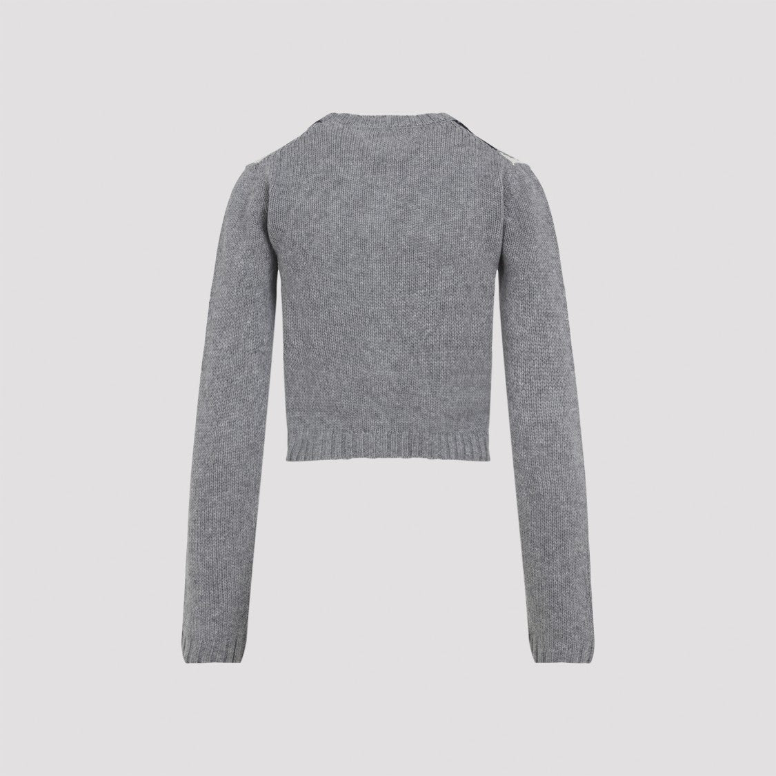 Prada Cropped Cashmere Cardigan With Jacquard Argyle Pattern