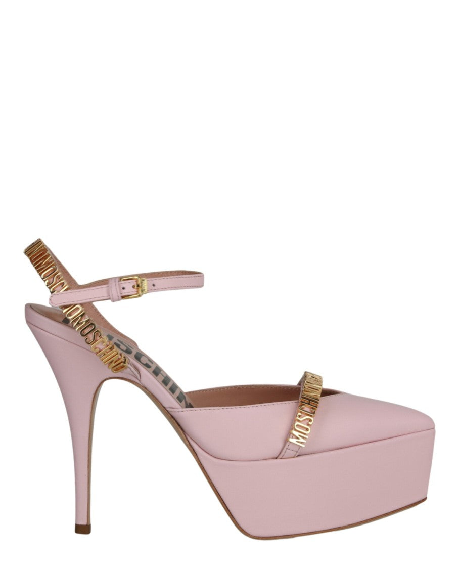 Moschino Logo Lettering Ankle Strap Pumps