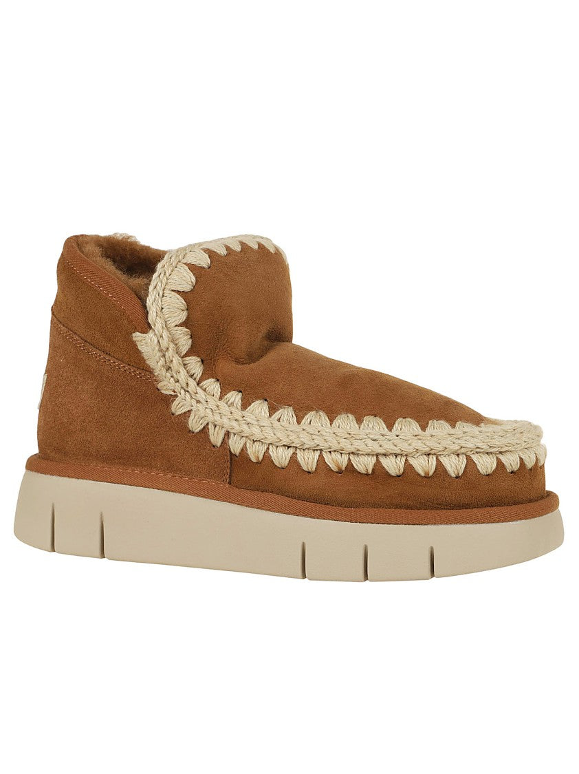 Mou Brown Sheep Skin Ankle Boots