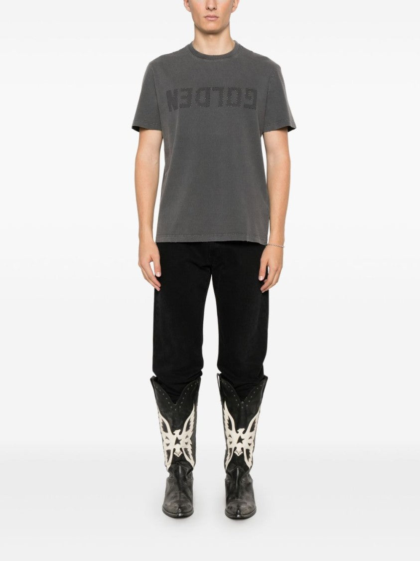 Golden Goose Distressed Grey Cotton T-Shirt