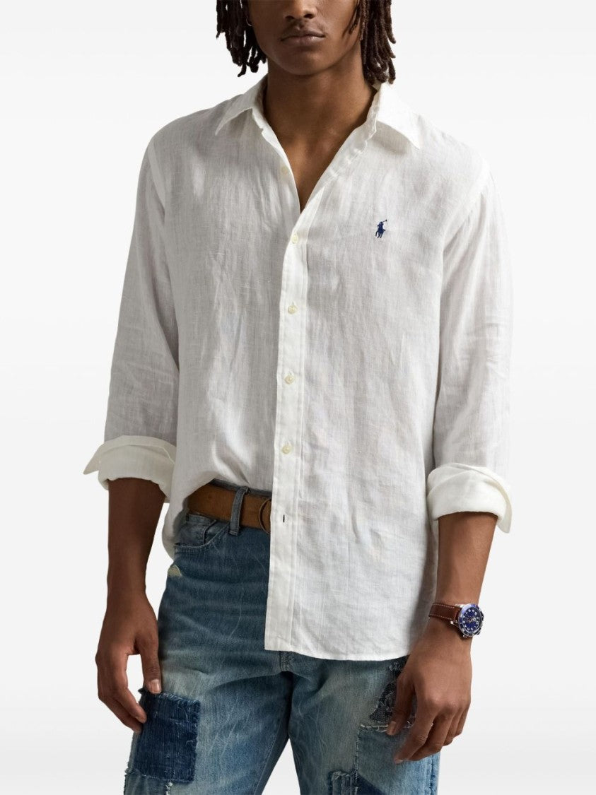 Polo Ralph Lauren Linen Long-Sleeved Shirt With Signature Embroidery
