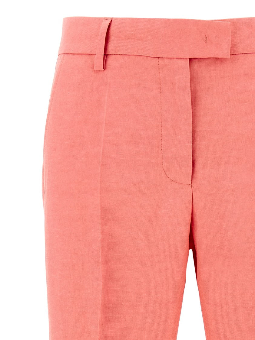 Alberto Biani Linen Blend Chinos With Tailored Pleat