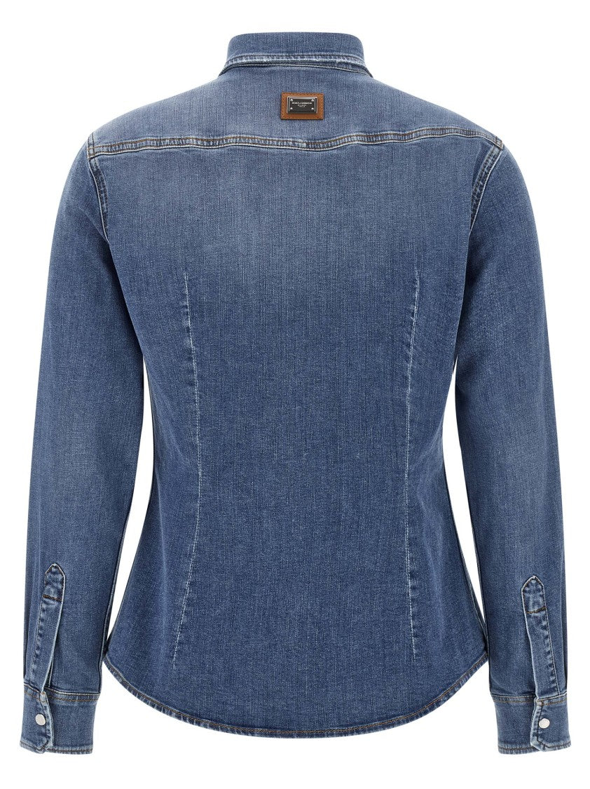 Dolce & Gabbana Used-Effect Cotton Denim Shirt