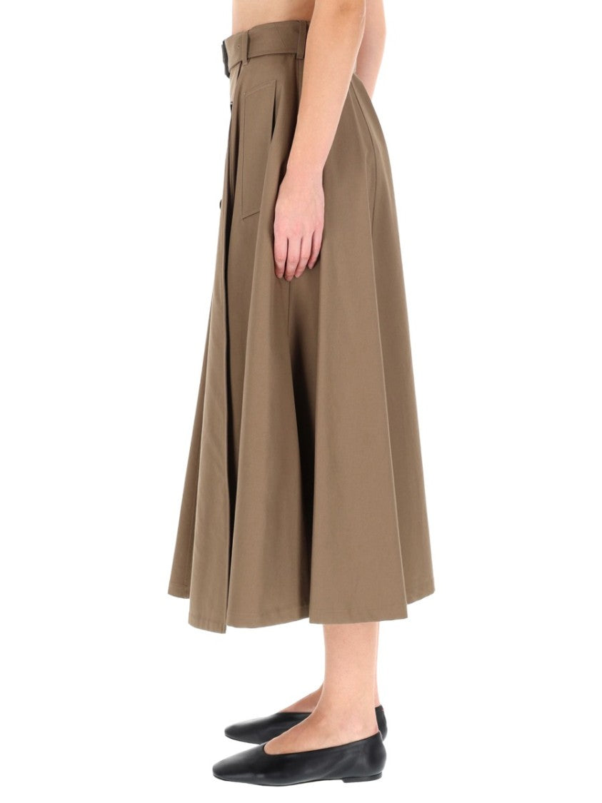 Burberry Belted Midi Skirt In Warm Brown Tone