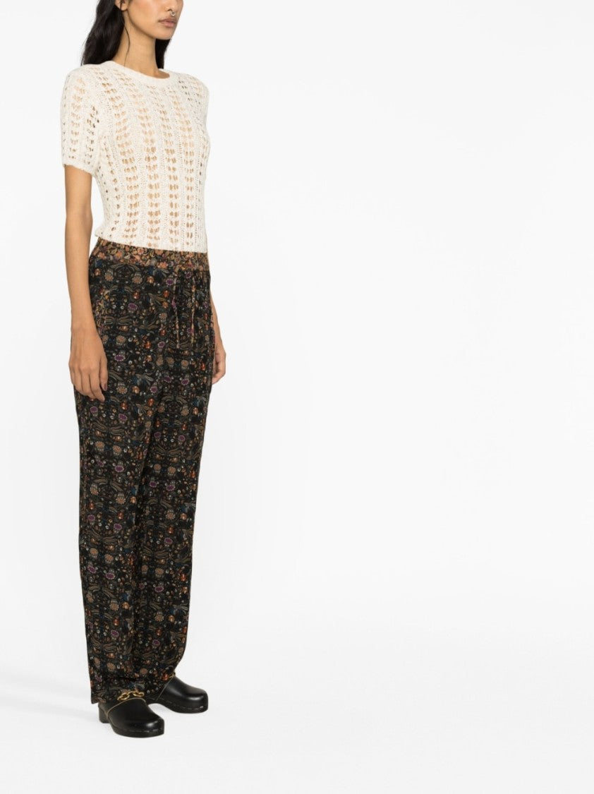 Isabel Marant Ozio Floral-Print Silk Trousers
