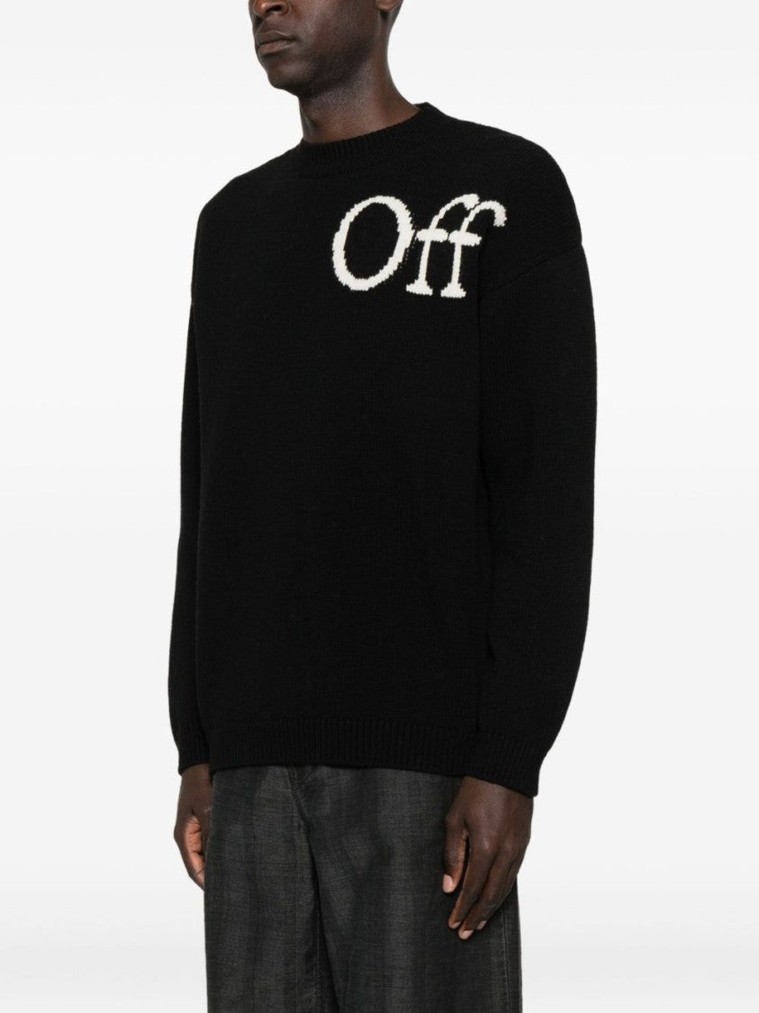 Off-White Knit Sweater With Bold Beige Branding