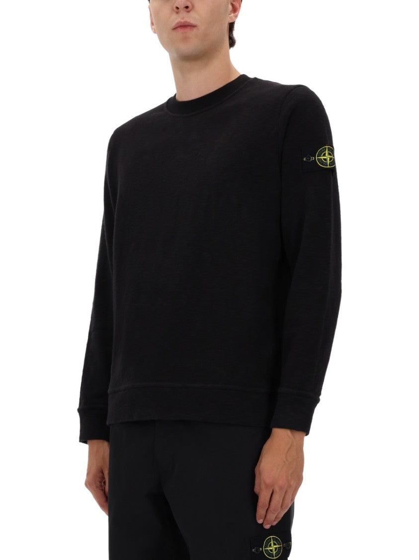 Stone Island Relaxed Fit Black Cotton Sweatshirt