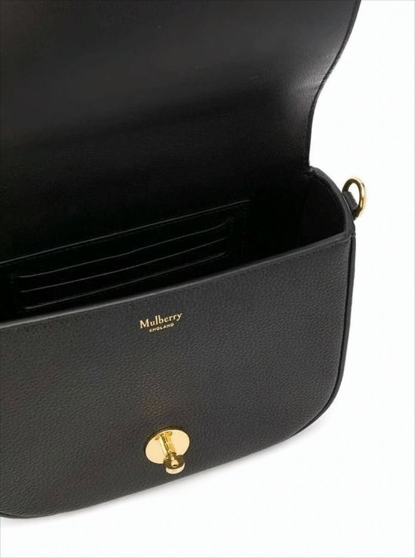 Mulberry Textured Leather Crossbody Bag With Suede Lining