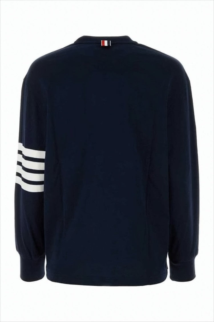 Thom Browne Relaxed-Fit Long-Sleeve T-Shirt With Striped Sleeve Accents