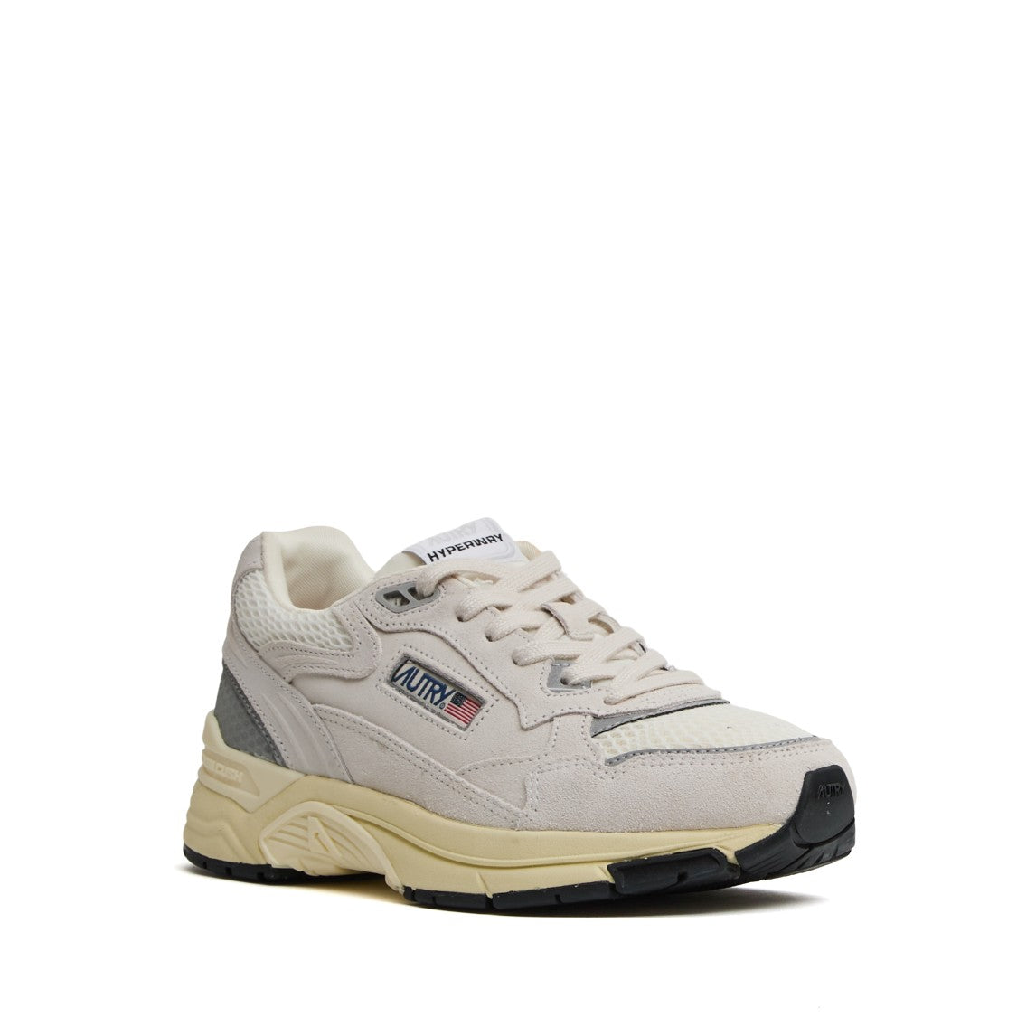 Autry Sneakers Hyperway In Mesh E Suede Bianco/Argento