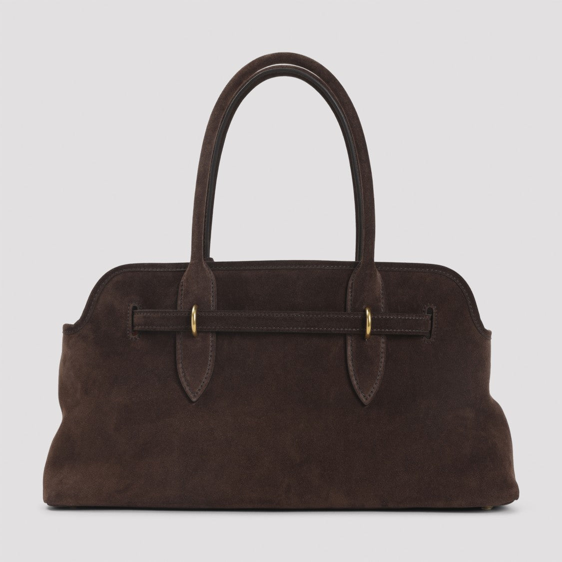 Miu Miu Structured Suede Handbag With Gold Hardware
