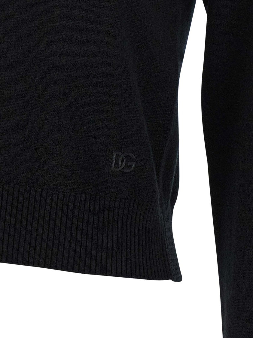 Dolce & Gabbana Polo-Style Cashmere Sweater With V-Neck