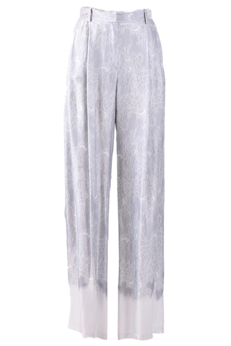 Ermanno Wide-Leg Trousers With Intricate Lace Detailing And Fit