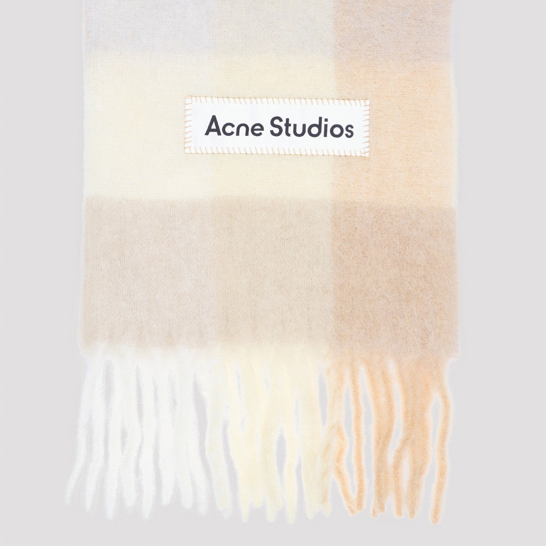 Acne Studios Checkered Fringed Alpaca Blend Scarf