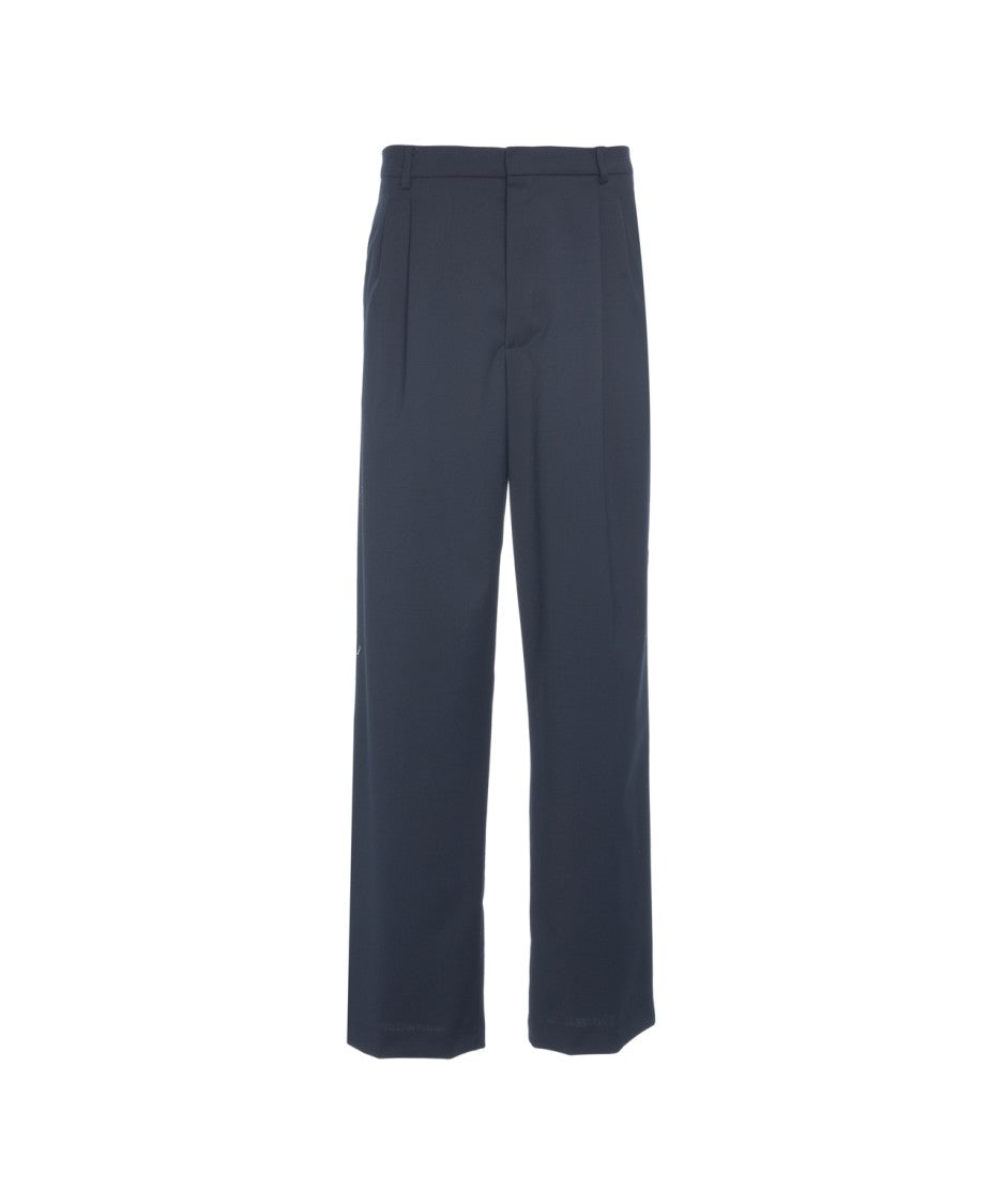 Amaranto Pleated Straight Leg Trousers With Classic Design