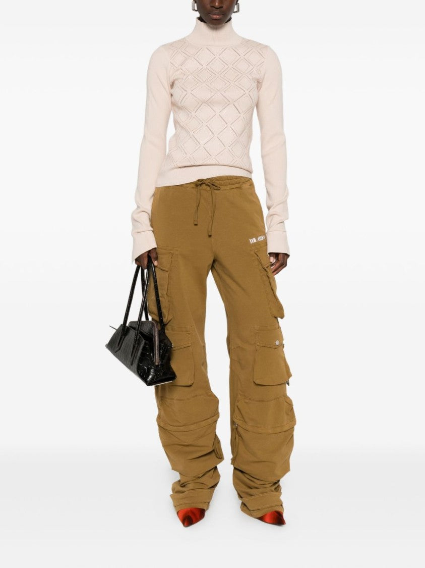 Blugirl Diamond-Patterned V-Neck Sweater With Openwork Details