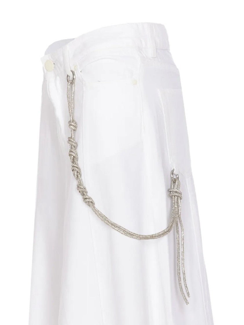 Pinko Flowing White Skirt With Chain Detail