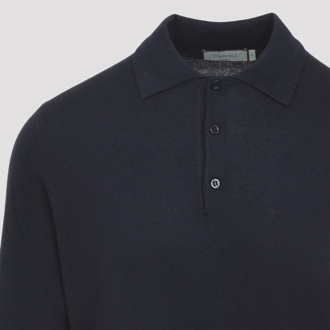 Canali Cashmere Long-Sleeve Polo Shirt With Minimalist Design
