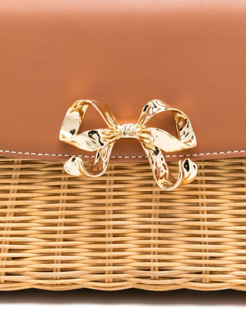 Self-Portrait Brown Foldover Top Bag With Chain-Link Strap