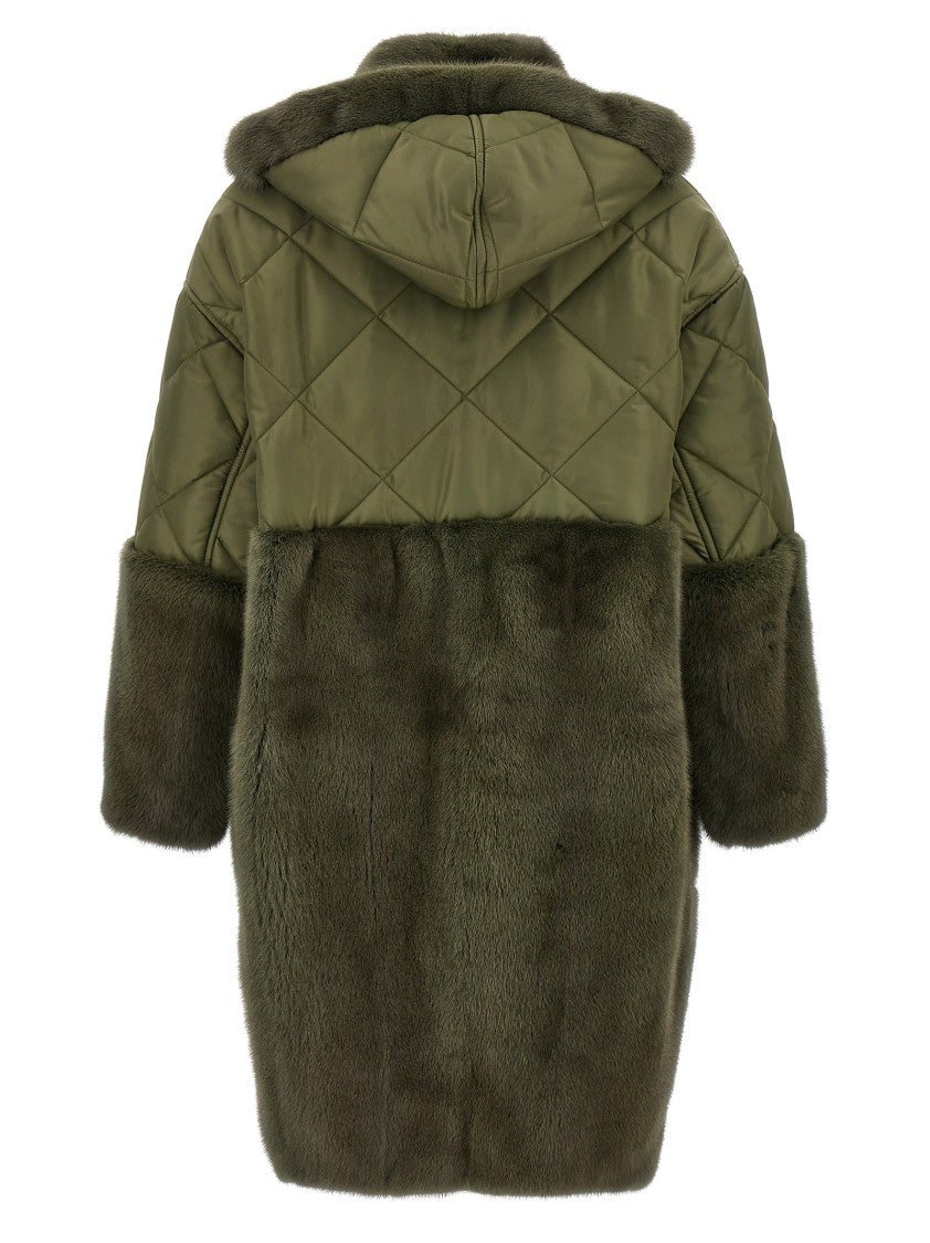 Blancha Nylon Diamond-Visone' Long Down Jacket