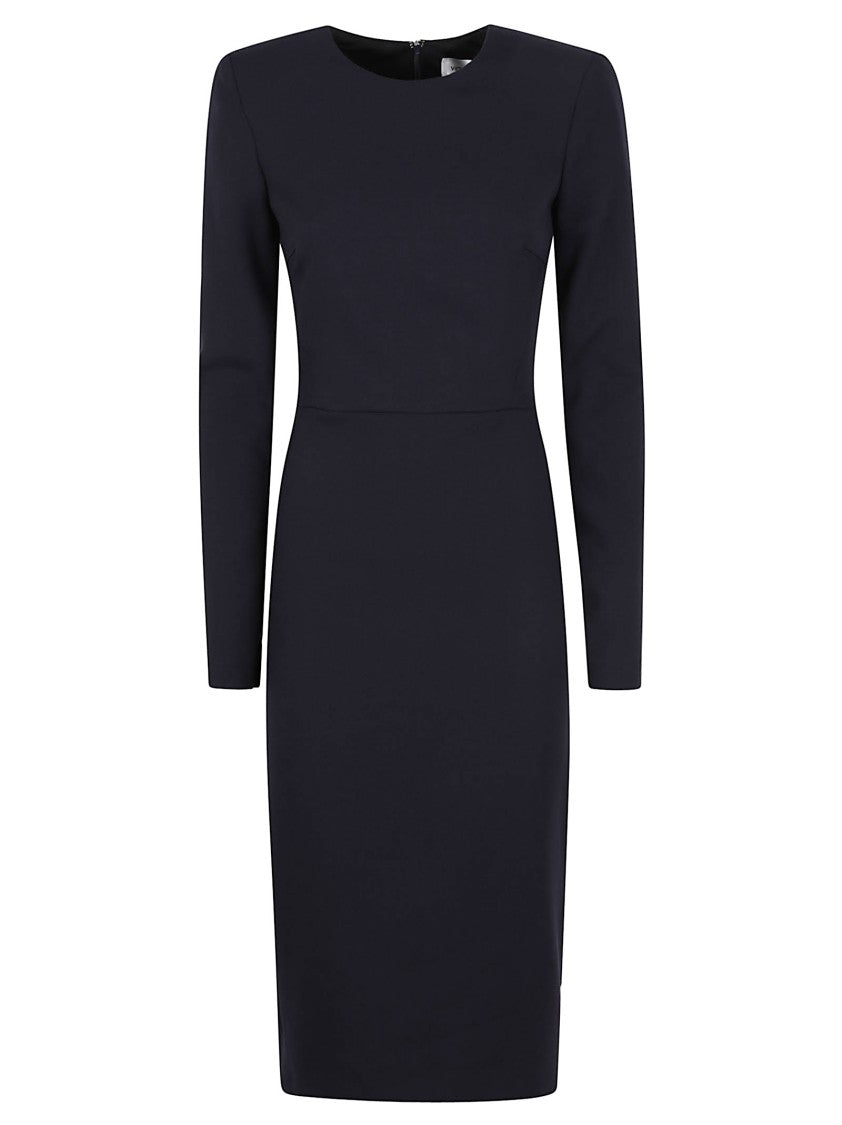 Victoria Beckham Long Sleeve Midi Dress With Refined Neckline
