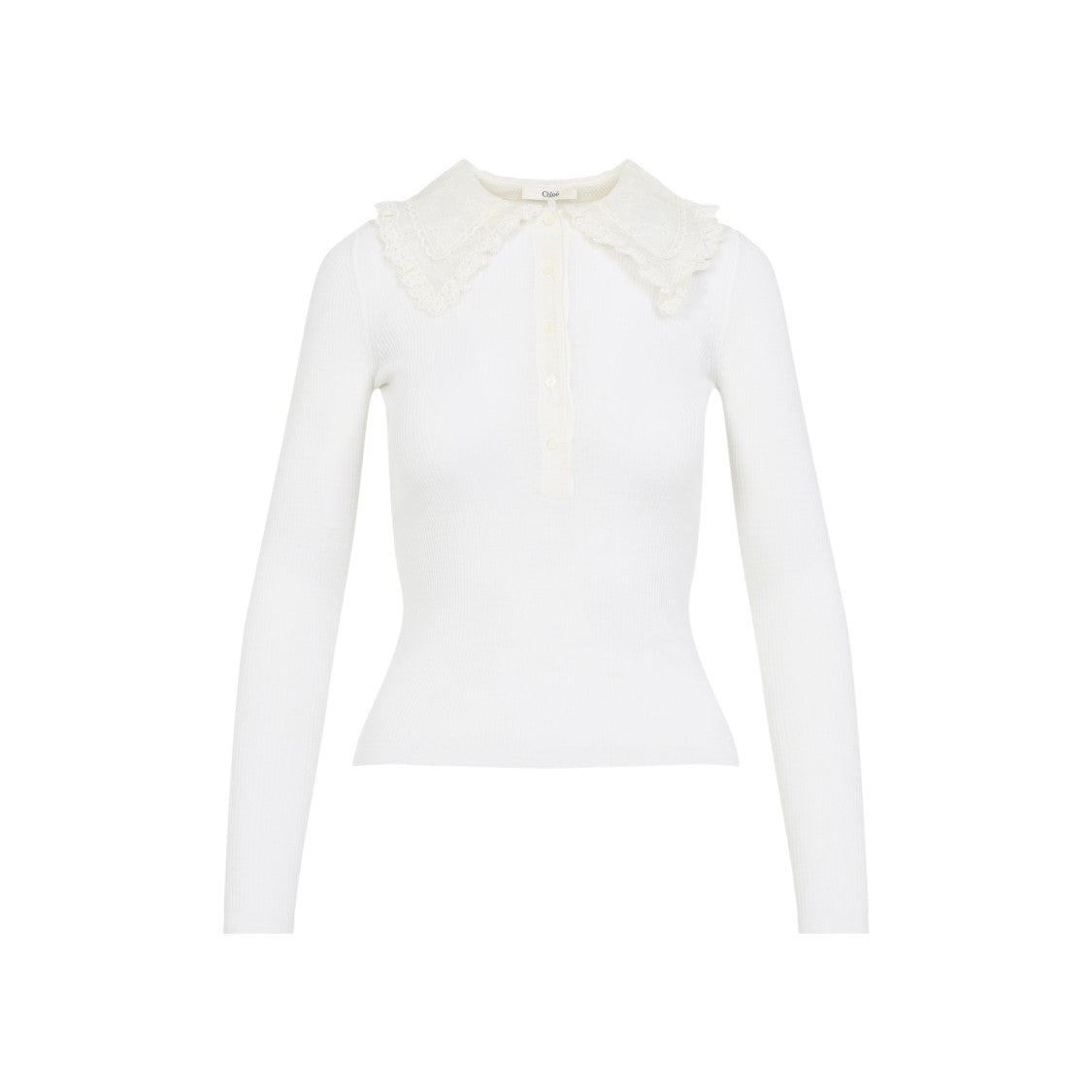Chloé Fitted Wool Sweater With Lace Collar