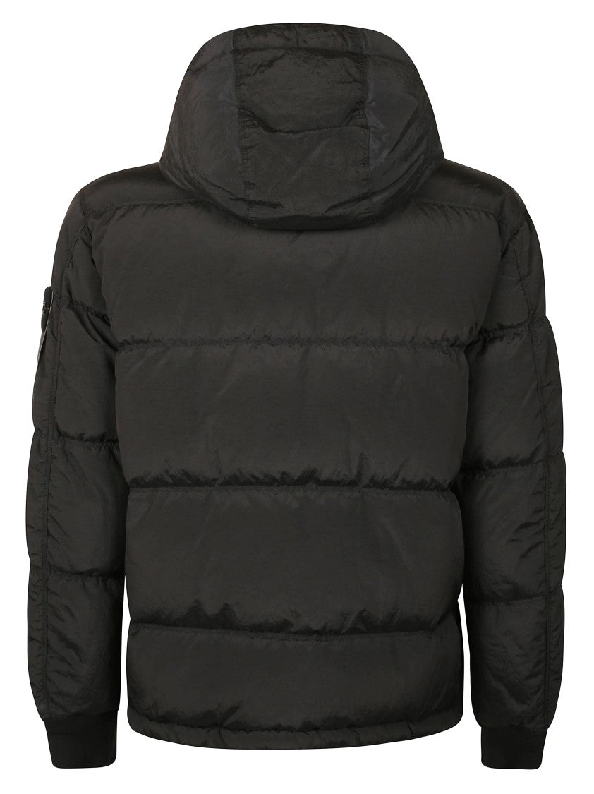 Stone Island Structured Black Coat With Minimalist Design