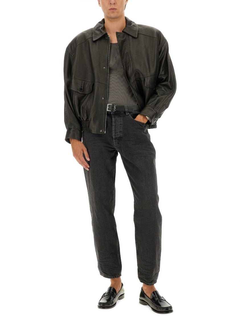 Saint Laurent Leather Bomber Jacket