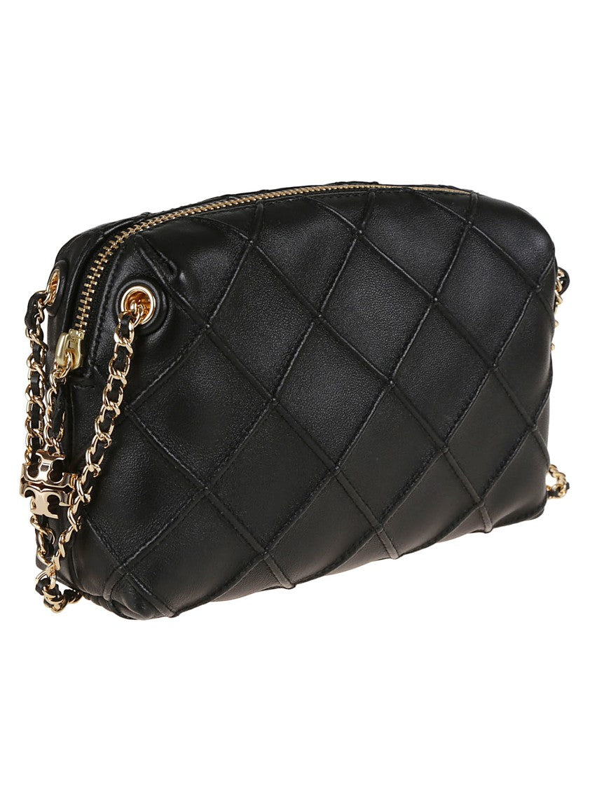 Tory Burch Quilted Black Shoulder Bag In Soft Lamb Leather