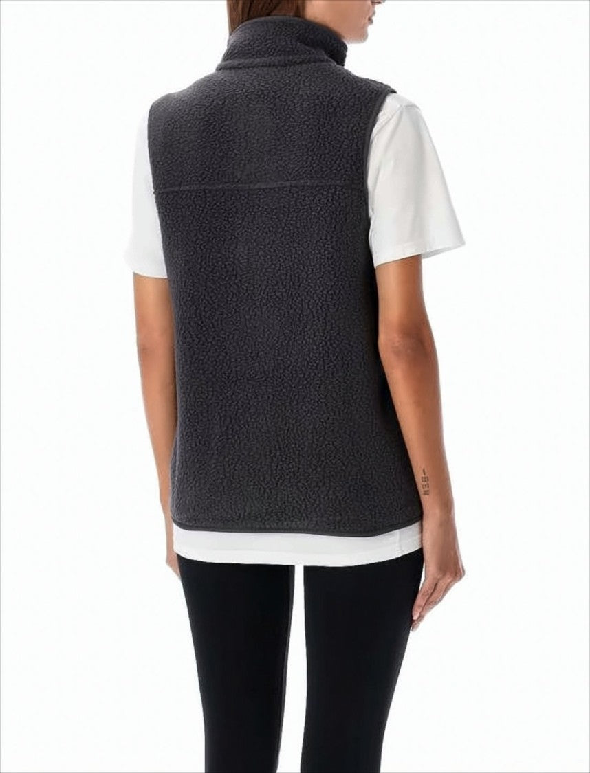 Patagonia Textured Fleece Vest With High Collar And Zippered Pockets