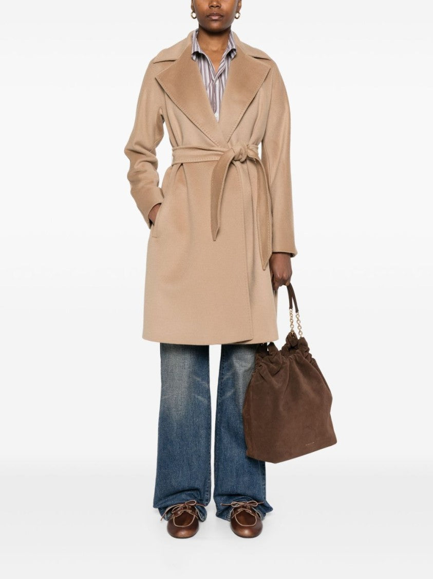 Max Mara Double-Breasted Beige Coat With Tied Waist