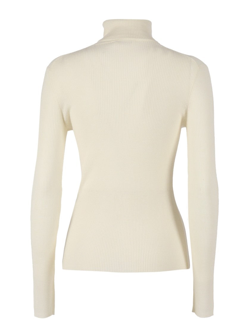 P.A.R.O.S.H. Fitted Turtleneck Sweater With Ribbed Texture