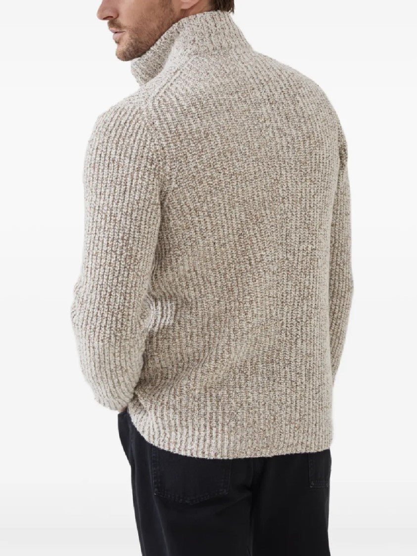 Brunello Cucinelli Textured Knit Double-Breasted Jacket With High Collar