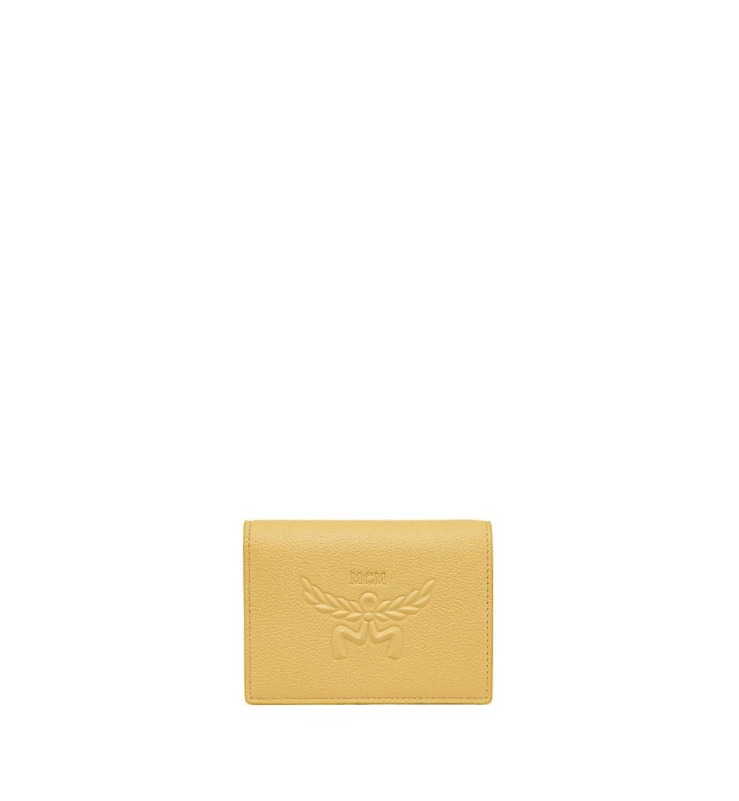 Mcm Embossed Leather Wallet With Noble Wreath Motif