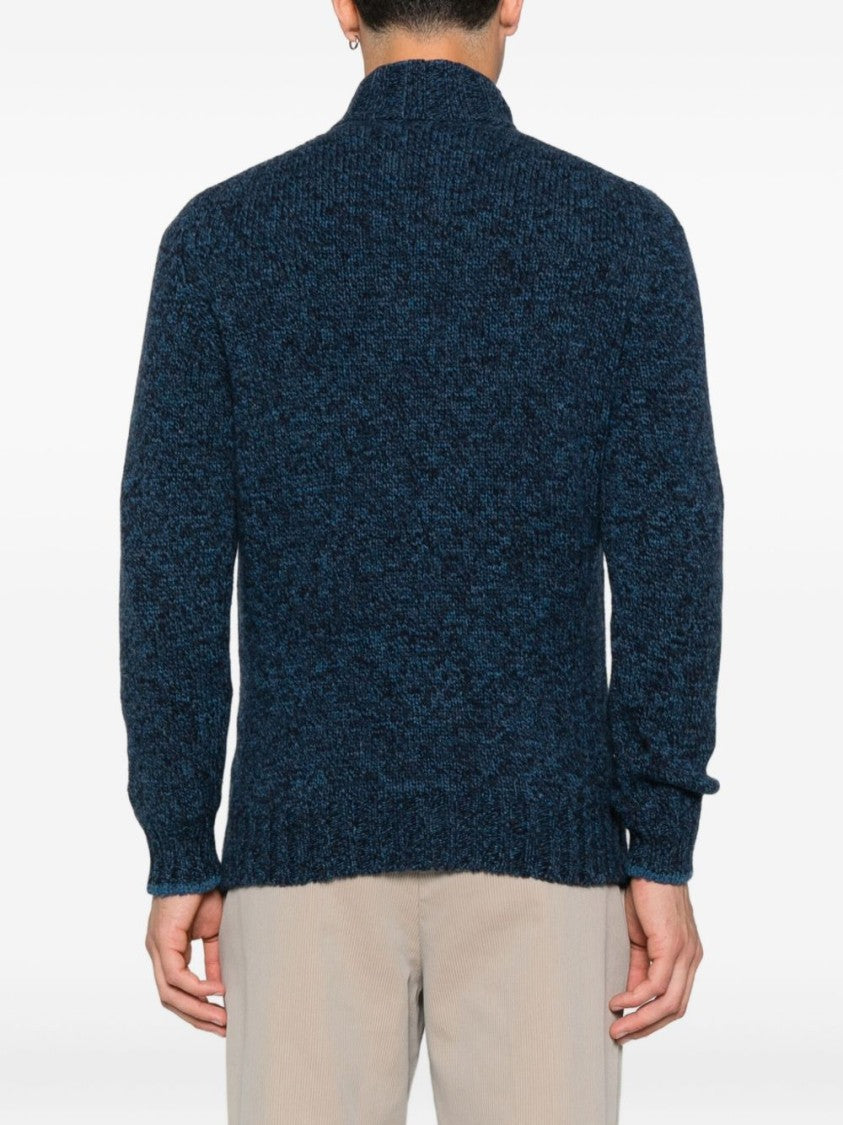 Vengera Textured Knit Sweater With High Collar