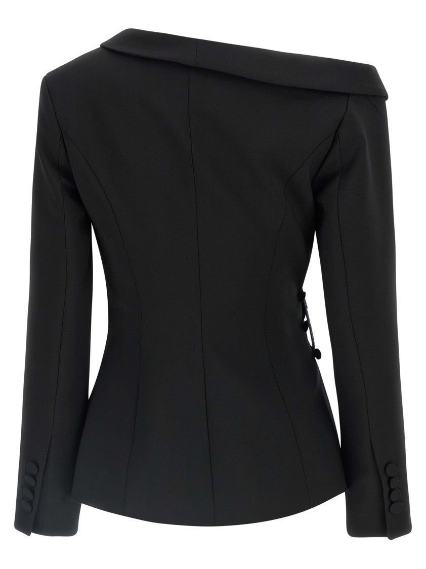 Giuseppe Di Morabito Black Wool Canvas Asymmetrical Blazer