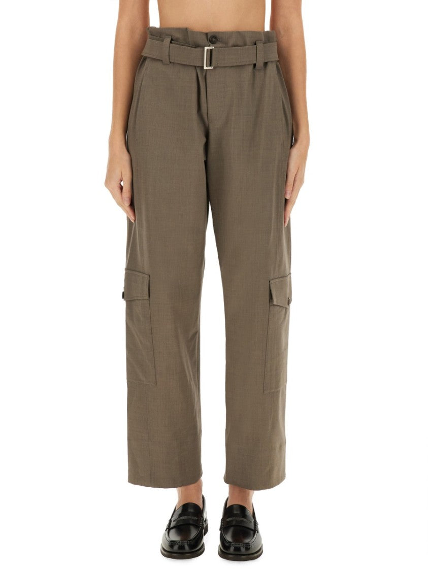 Brunello Cucinelli High-Waisted Belted Pants With Utility Pockets
