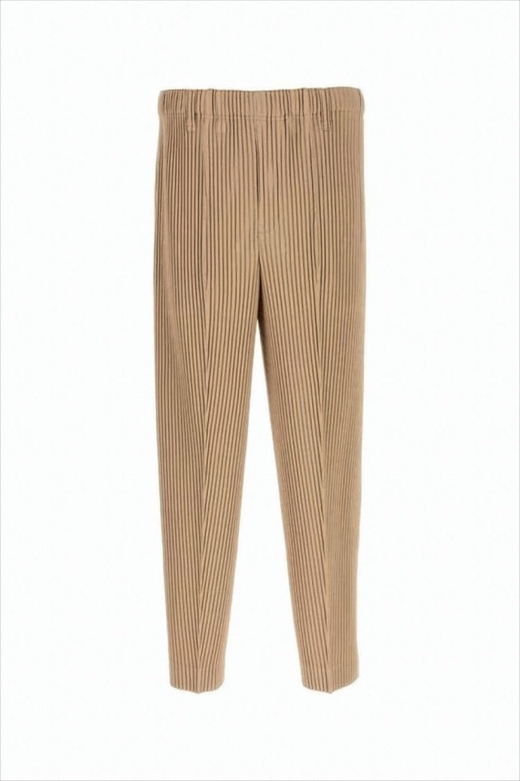 Homme Plissé Issey Miyake Pleated Texture Straight Pants With Cropped Cut