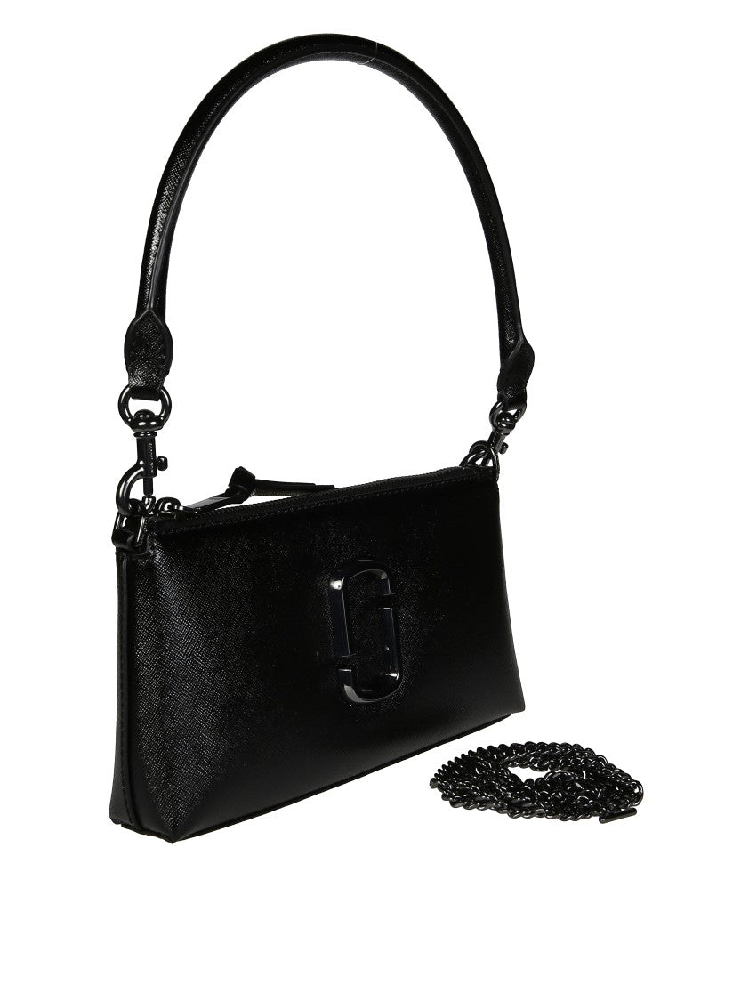 Marc Jacobs Structured Texture Black Handbag With Detachable Chain Strap